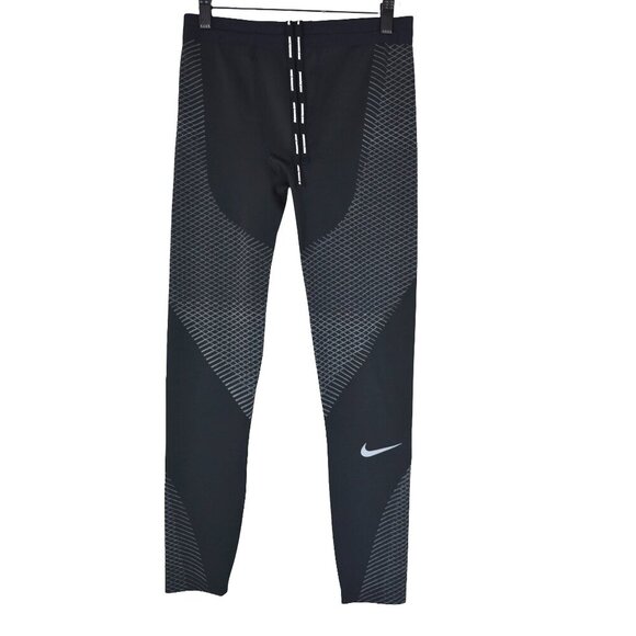 Nike Zonal Strength Tights Black Gray Grid Leggings Size M Running Training - Picture 2 of 10